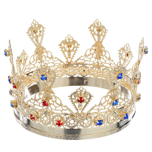 Ducal crown in gold plated brass with strass 1