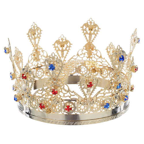 Ducal crown in gold plated brass with strass 2