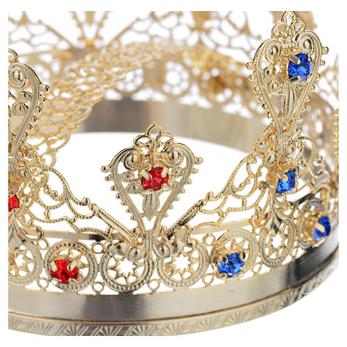 Ducal crown in gold plated brass with strass 3