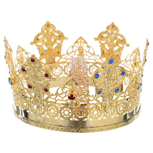 Crown in gold plated with blue and red strass 2