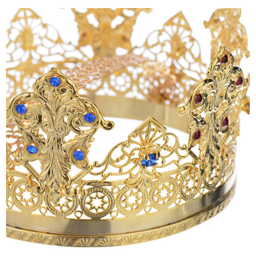 Corona Ducal dorada con estrás rojo y azul 3