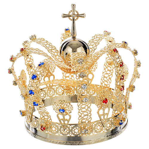 Crown in gold plated brass and strass 3