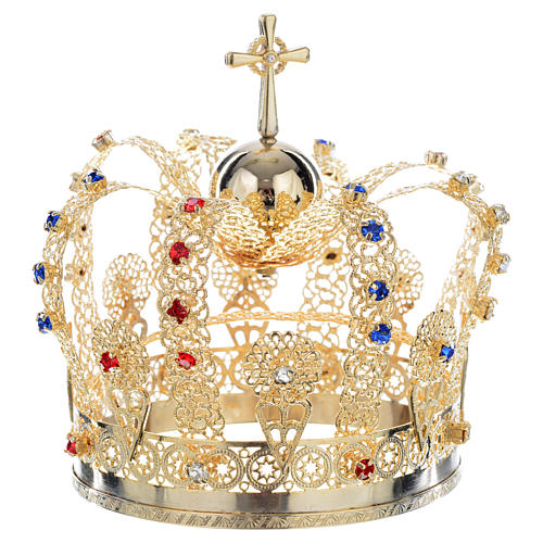 Crown in gold plated brass and strass 4