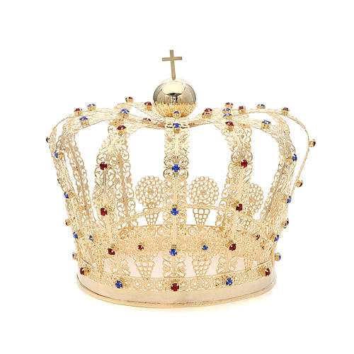 Crown in gold plated brass and strass 1
