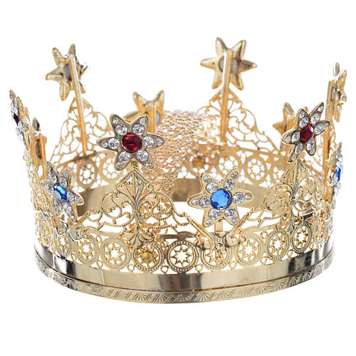 Crown in gold plated brass with stars 2