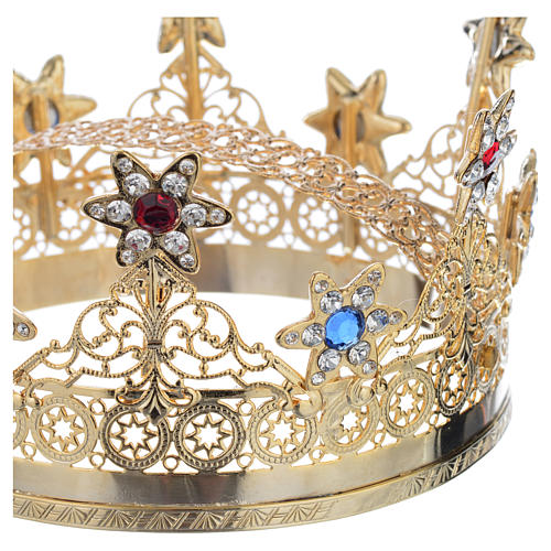Crown in gold plated brass with stars 3