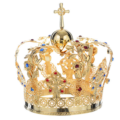 Crown in gold plated brass with floral decorations 2