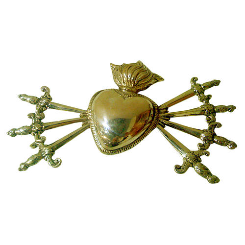 Cuore sette spade per addolorata ottone fuso 1