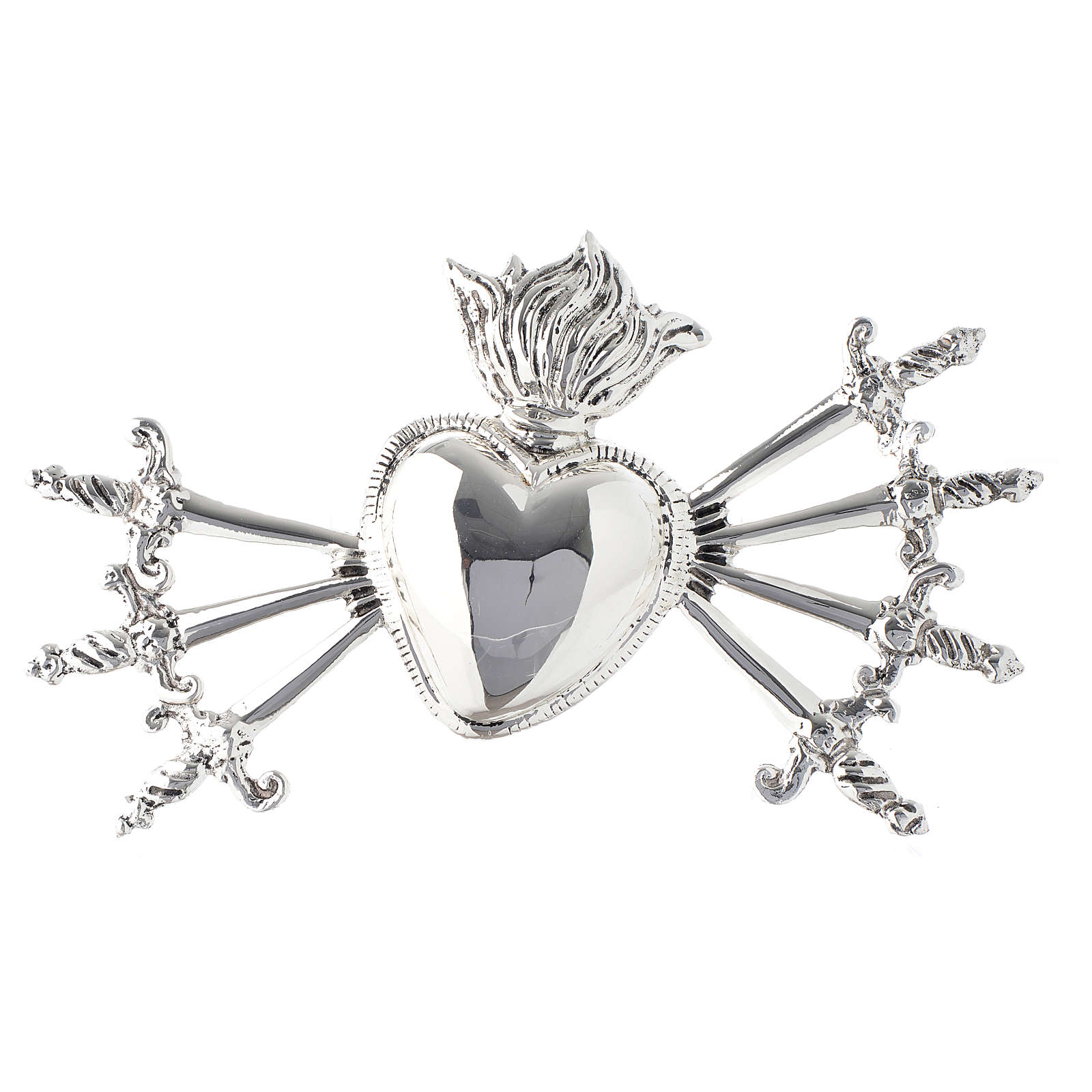 Corazón siete puñales Nuestra Señora de los Dolores latón fundido plateado  3