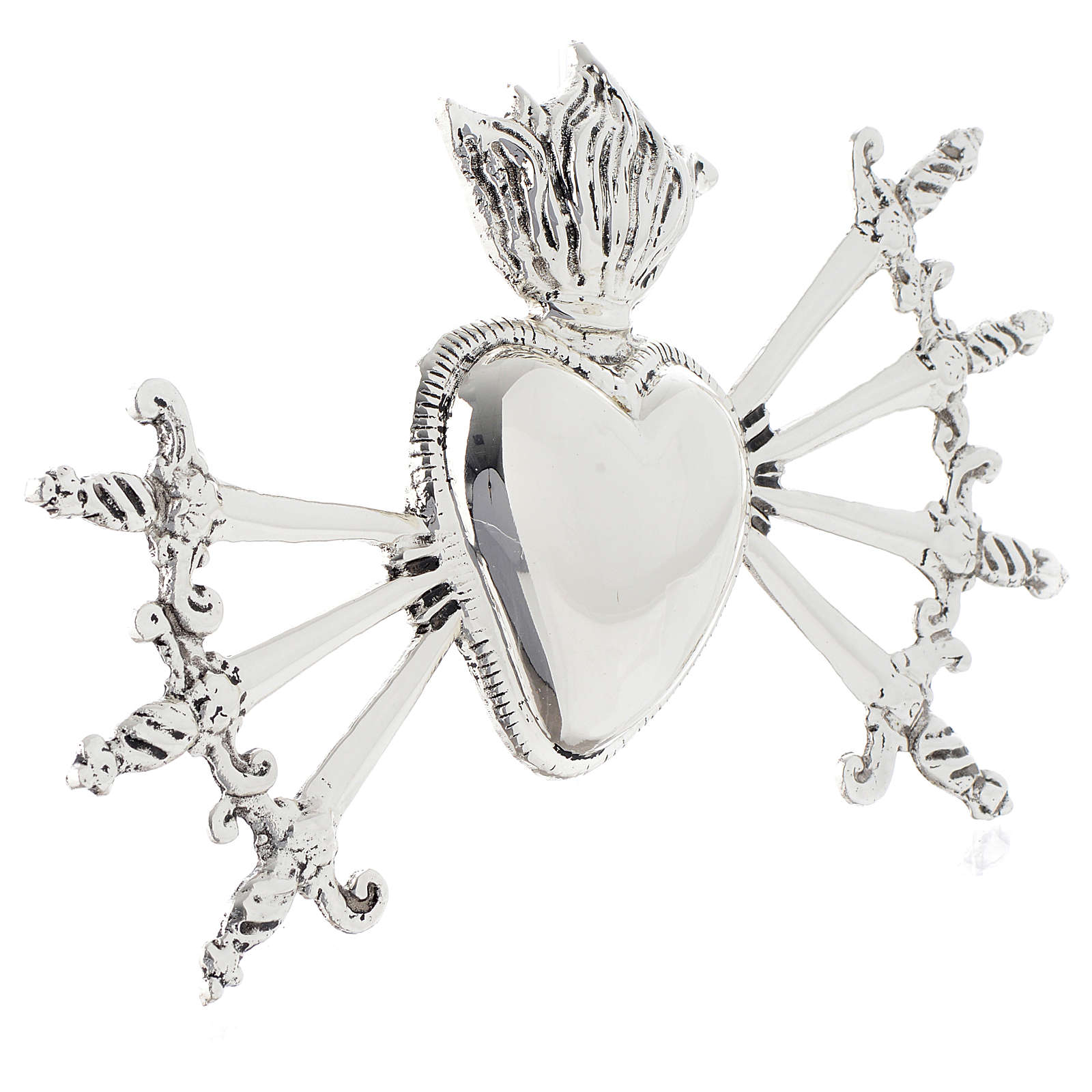 Corazón siete puñales Nuestra Señora de los Dolores latón fundido plateado  3