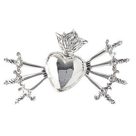 Heart with Seven Swords for Our Lady of Sorrows in silver-plated brass