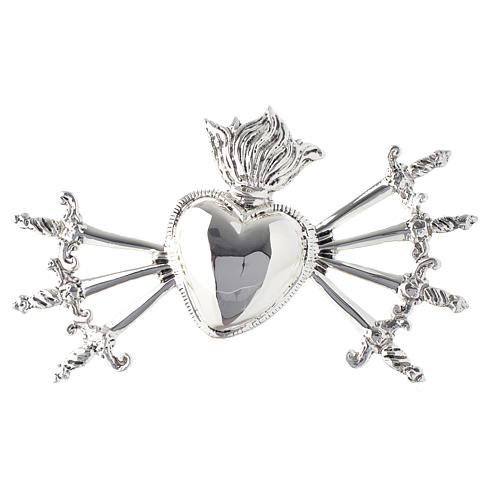 Heart with Seven Swords for Our Lady of Sorrows in silver-plated brass 1