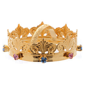 Statue crown with rose and blue stones 2 3/4 in diameter s3