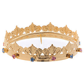 Crown for statue, pink and light blue stones, 10 cm diameter