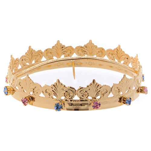 Crown for statue, pink and light blue stones, 10 cm diameter 1
