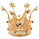 Royal gold plated crown, gems and flowers, for statues, 8 cm diameter s4