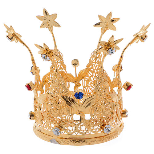 Corona pequeña Real dorada gemas y flores para estatuas diám. 8 cm 4