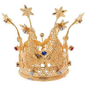 Gold plated royal crown with gems and flowers for statues 3 in diameter s4