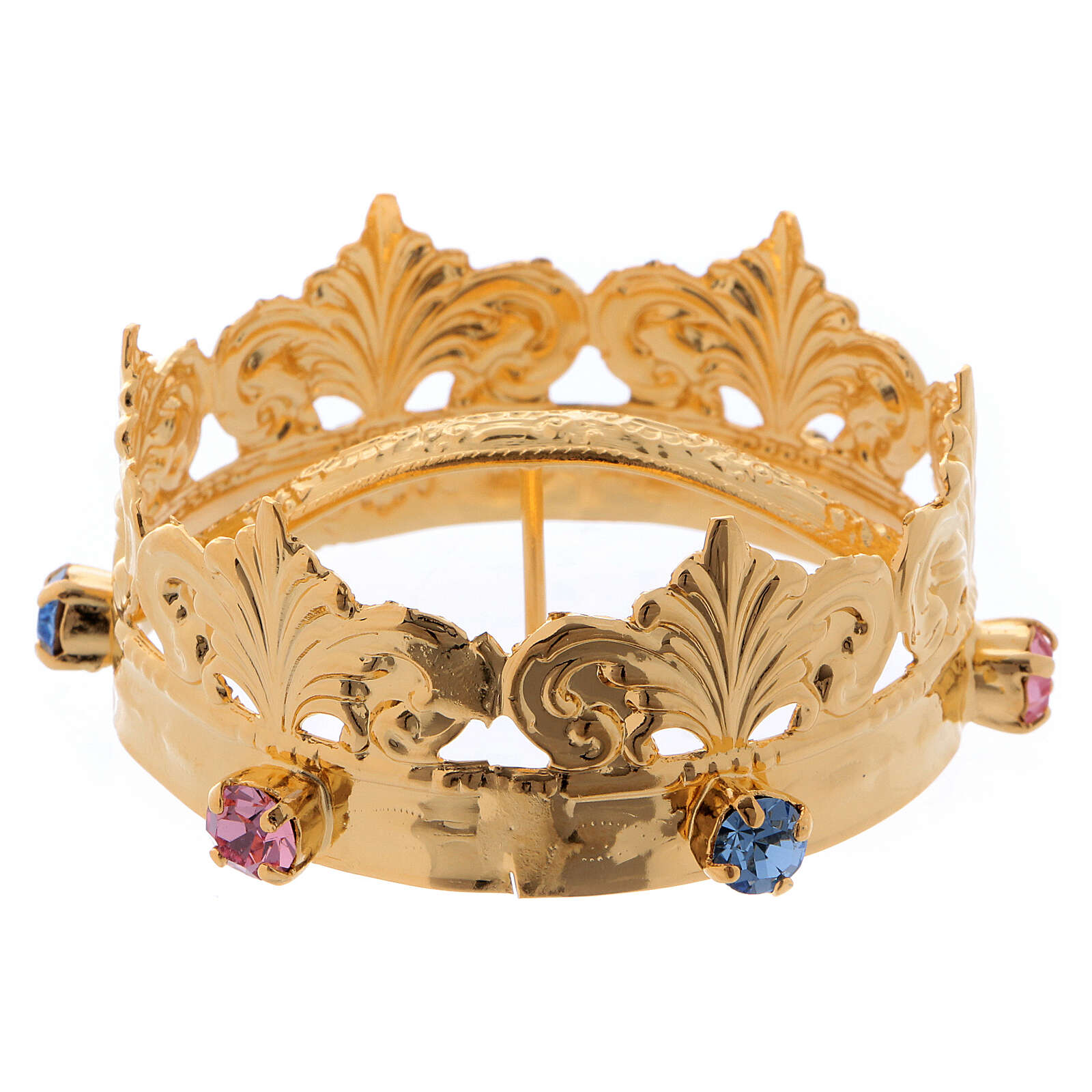 Miniature crown with stones, gold plated, for religious | online sales ...