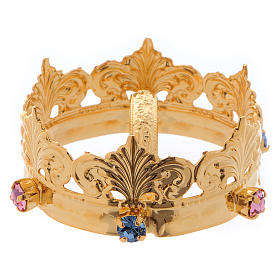 Mini-couronne dorée avec pierres pour statue diam. 5 cm
