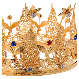 Royal crown for statues with stones and flowers 6 1/4 in