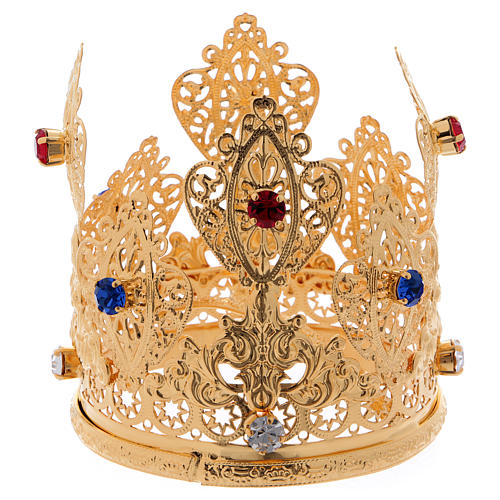 Corona pequeña ducal filigrana y gemas para estatuas diám. 8 cm 1