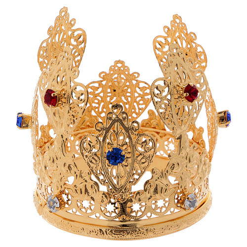 Corona pequeña ducal filigrana y gemas para estatuas diám. 8 cm 3