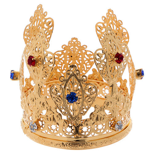 Coroa ducal filigrana e gemas para estátuas diâm. 8 cm 3