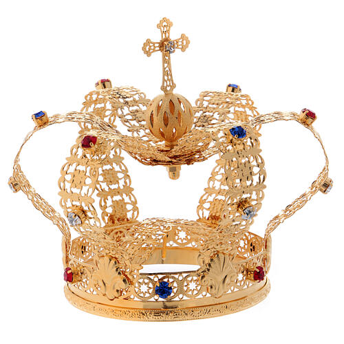 Corona estilo imperial cruz y gemas para estatuas diám. 10 cm 3