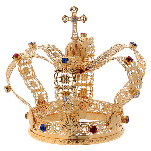 Corona estilo imperial cruz y gemas para estatuas diám. 10 cm 5