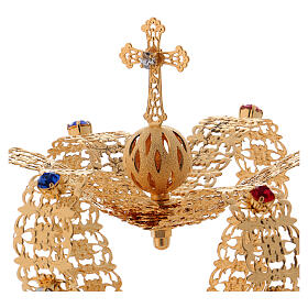 Corona stile imperiale croce e gemme per statue diam. 10 cm