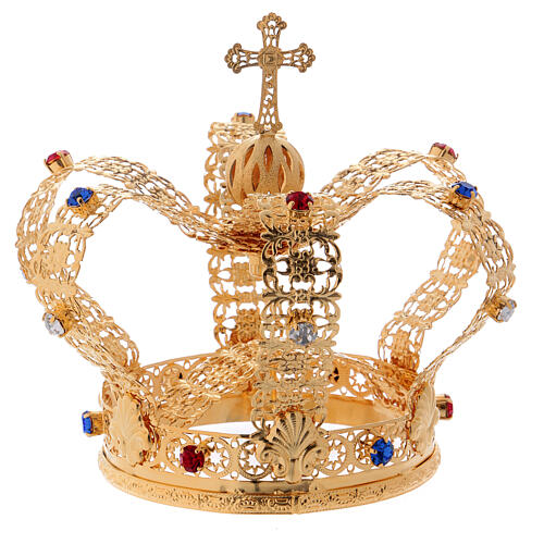 Corona stile imperiale croce e gemme per statue diam. 10 cm 6