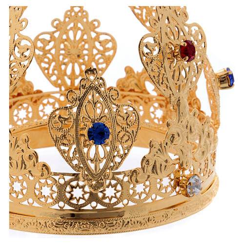 Ducal crown for religious statues, gems, 10 cm diameter 2