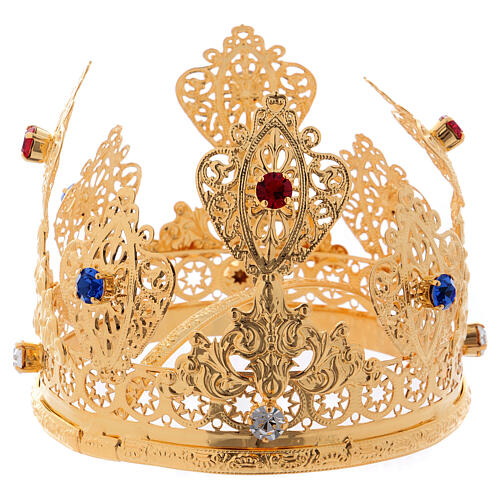 Ducal crown for religious statues, gems, 10 cm diameter 3