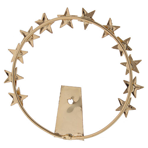 Virgin's halo with stars, gold plated brass, 8 cm 3
