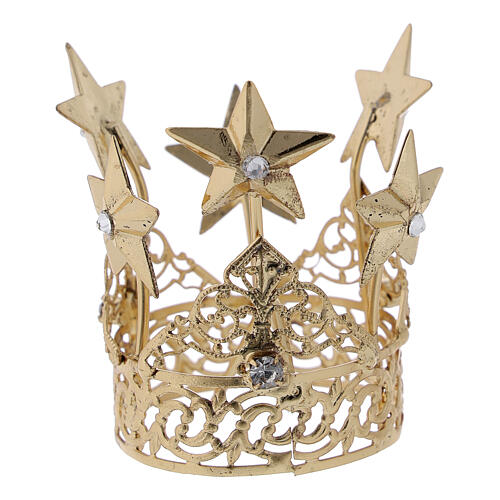 Crown for Virgin Mary, gold plated brass, 3 cm 1