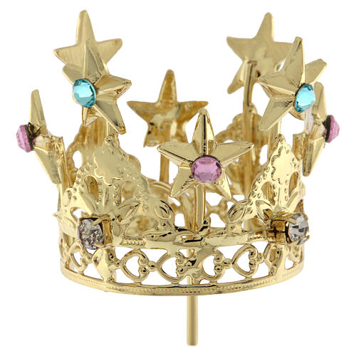 Crown for Virgin Mary, gold plated brass, 3 cm 1