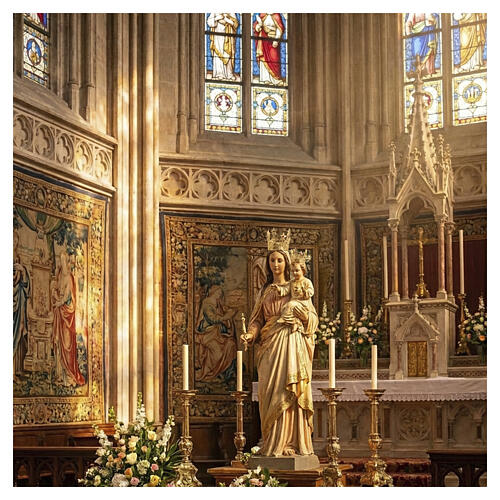 Madonnenkrone aus goldfarbenem Messing mit Strass-Sternchen, 5 cm 2