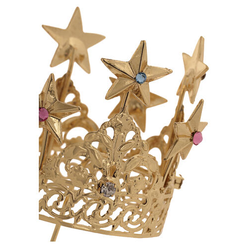 Madonnenkrone aus goldfarbenem Messing mit Strass-Sternchen, 5 cm 3