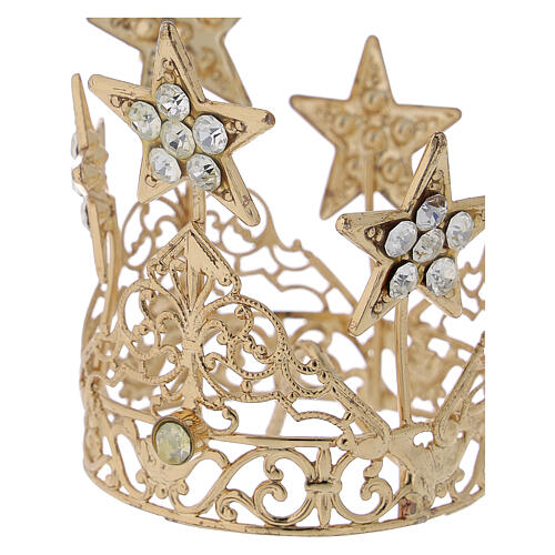 Our Lady's crown with stars, gold plated brass, 5 cm 2