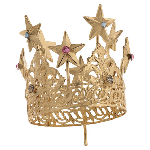 Our Lady's crown with stars, gold plated brass, 5 cm 6