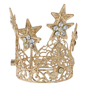 Corona con estrellas para Virgen latón dorado 5 cm