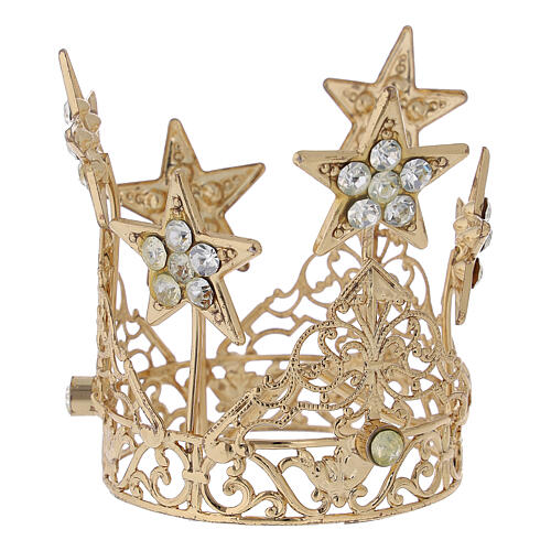 Corona con estrellas para Virgen latón dorado 5 cm 1