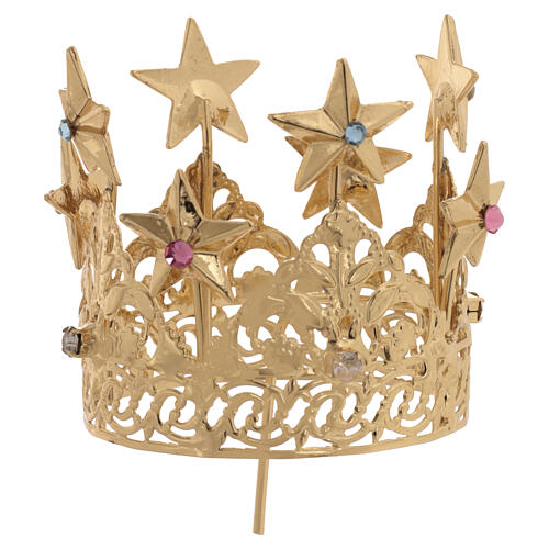 Corona con estrellas para Virgen latón dorado 5 cm 4