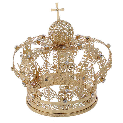 Corona real para Virgen latón dorado 12 cm 4