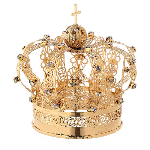 Coroa para imagem de Nossa Senhora latão dourado diâmetro 9 cm 3