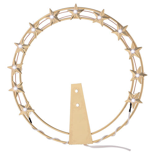 STOCK Our Lady halo with LEDs, gold plated brass, 20 cm 1