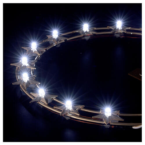STOCK Auréola com estrelas lâmpadas LED latão dourado 20 cm 3