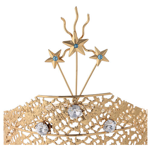 Diadem aus Messing mit goldener Filigranarbeit und Strasssteinen 2