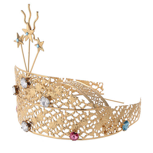 Diadem aus Messing mit goldener Filigranarbeit und Strasssteinen 3